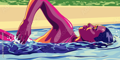 woman in the pool