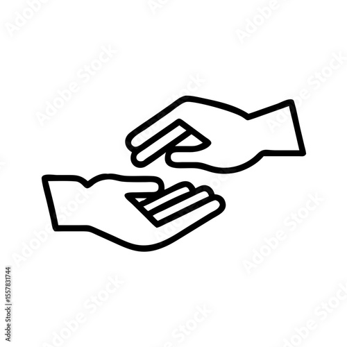 Outline of two hands in a gesture of support and connection  