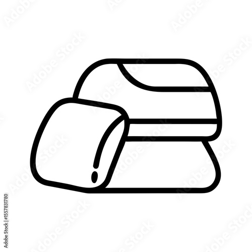 Soft blanket and pillow in minimalist style on white background  
