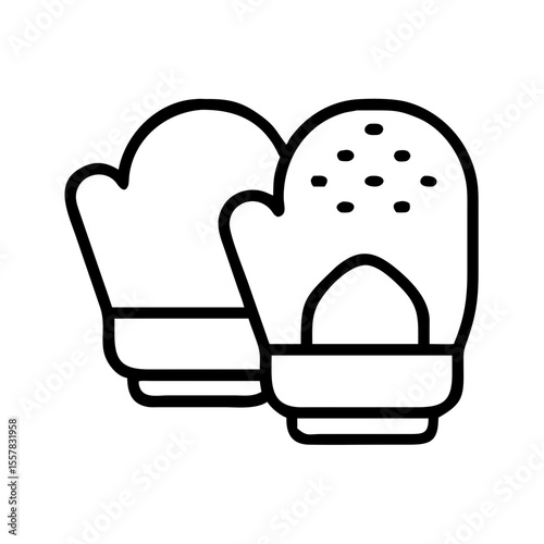 Pair of knitted mittens with dotted texture on white background  