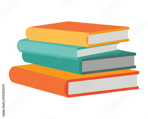 Stacked colorful books with white pages orange yellow