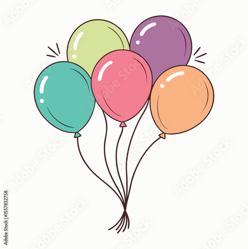 Bunch of colorful balloons floating celebration party