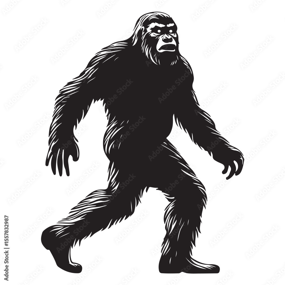 Obraz premium bigfoot silhouette image -silhouette transparent bigfoot -premium vector of bogfoot
