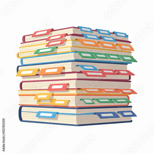 Stack of neatly arranged books on shelf or table 