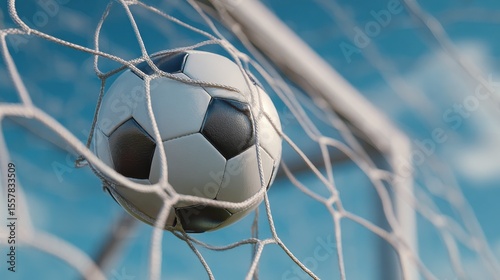 A soccer ball flew into a soccer goal