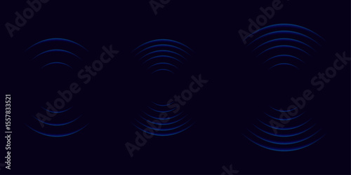 Wifi wave light effect. Radar sensor, beep technology, digital sign.Transparent neon circle symbol. wireless internet connection. Radar or sonar with wireless technology emitting a light effect