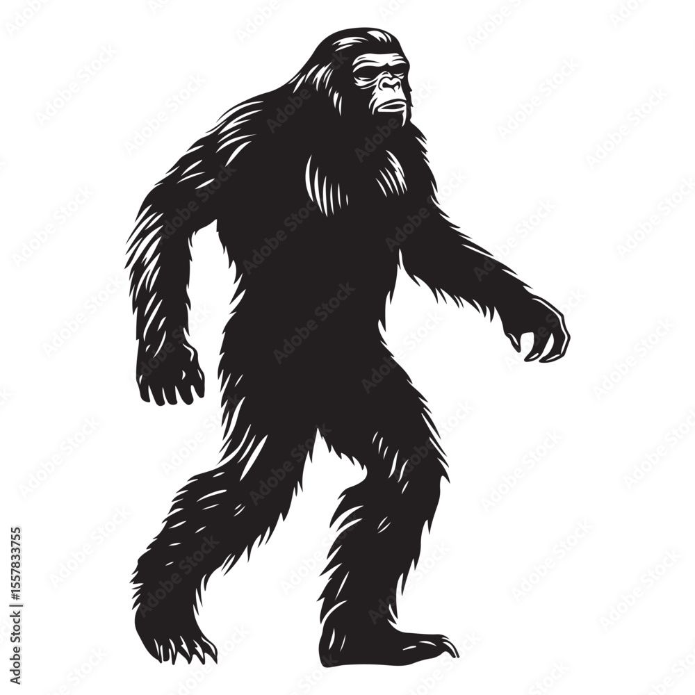 Obraz premium bigfoot silhouette image -silhouette transparent bigfoot -premium vector of bogfoot 
