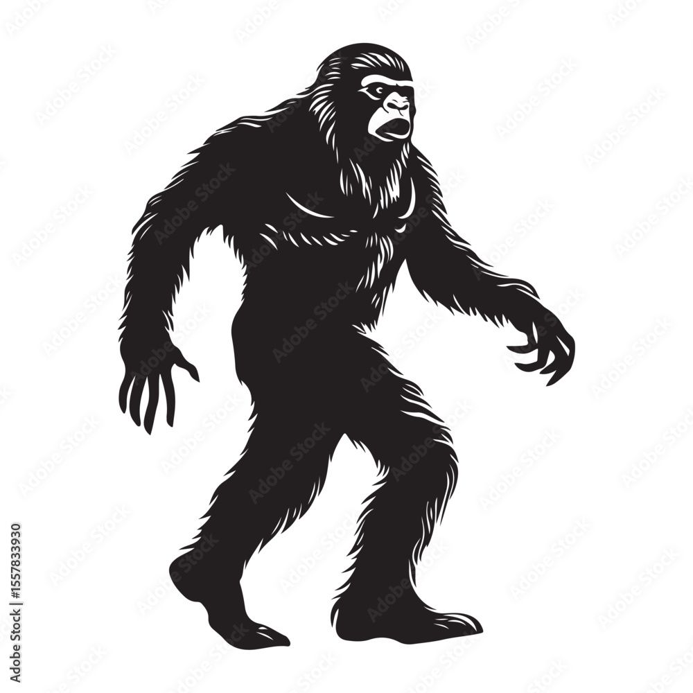 Obraz premium bigfoot silhouette image -silhouette transparent bigfoot -premium vector of bogfoot