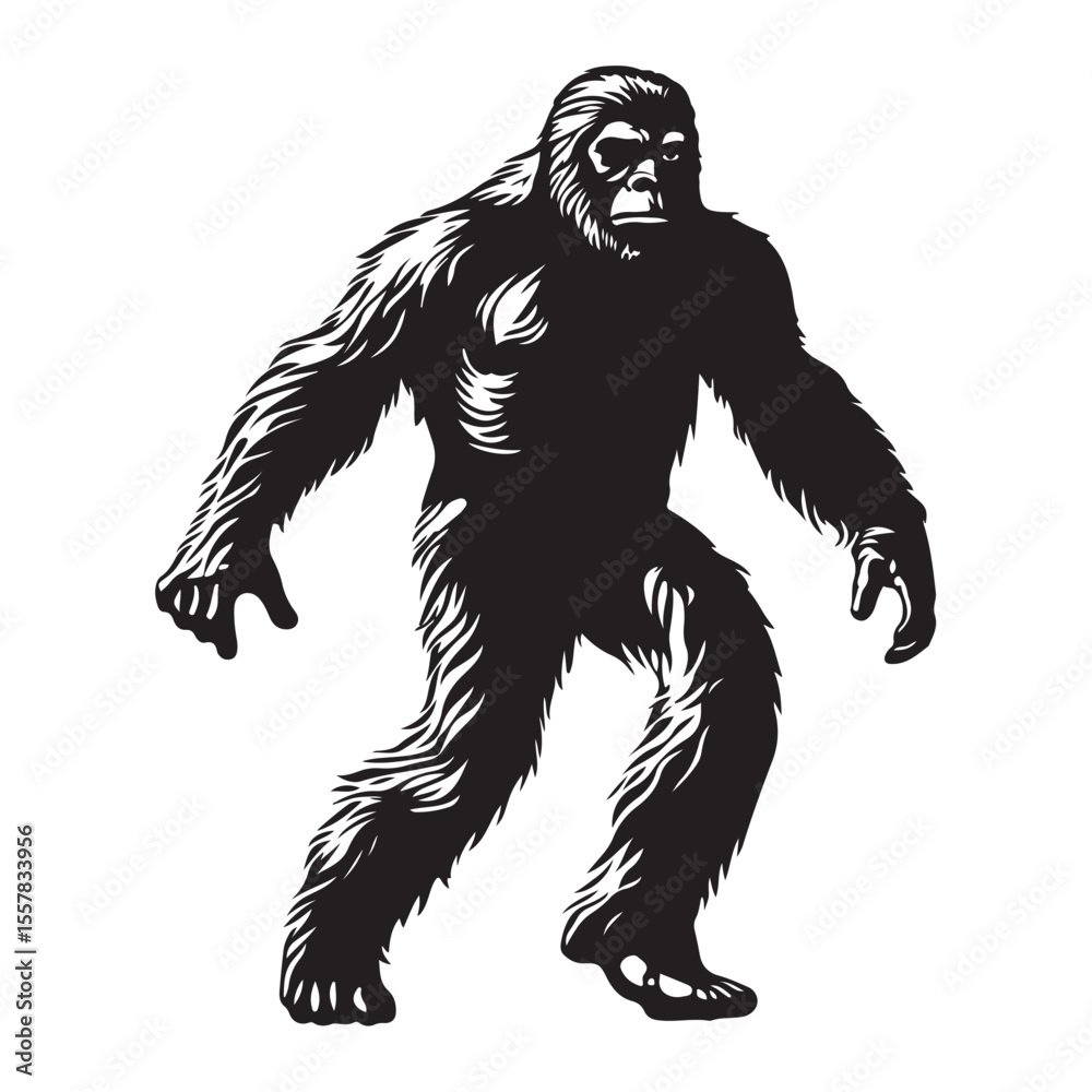 Obraz premium bigfoot silhouette image -silhouette transparent bigfoot -premium vector of bogfoot 