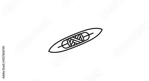 Simple illustration of a kayak with paddle and rope  