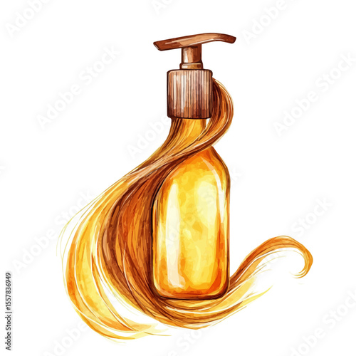 Hair Oil, watercolor illustration vector, isolated on a white background.