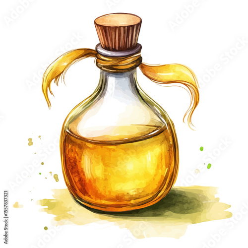 Hair Oil, watercolor painting vector, isolated on a white background.