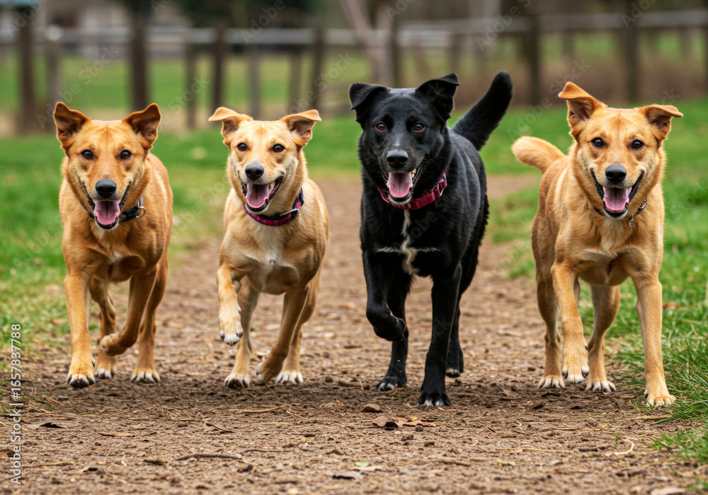 4 running dogs in a row 4 running dogs in a row