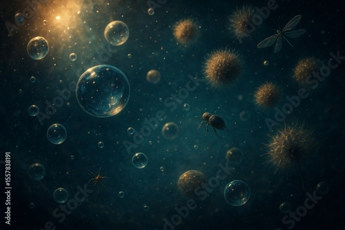 Wallpaper Mural Zero-Gravity Micro World with Floating Drops and Dust Torontodigital.ca