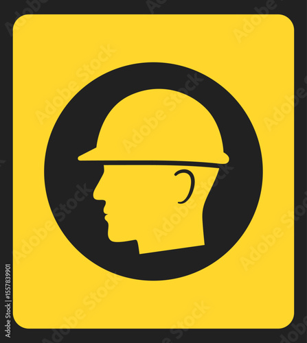 Safety Helmet Icon for Construction and Workplace Protection Signage