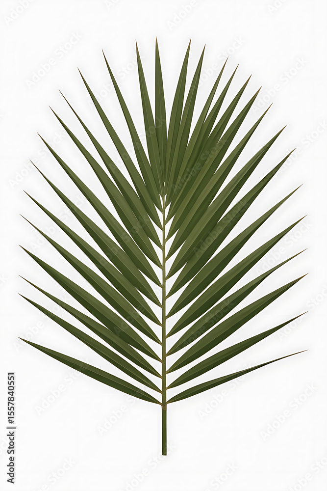 Fototapeta premium A single, vibrant green palm frond. 