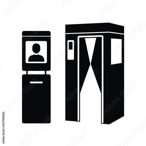 Automated biometric passport control kiosk and booth in airport  