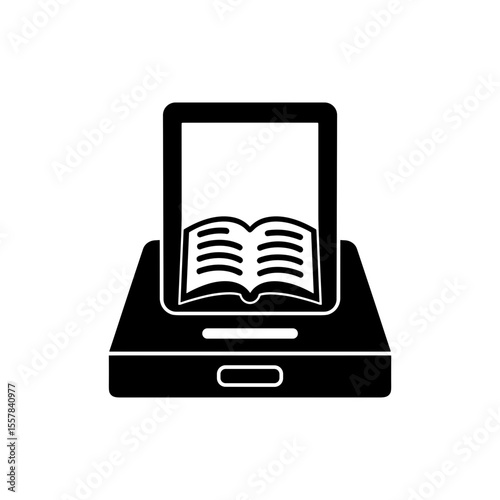Digital book scanner icon in flat design for educational use  