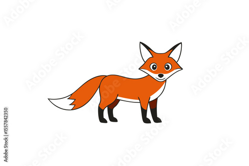 Cute red fox cartoon vector illustration of a wild forest animal