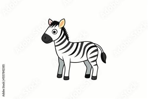 Isolated striped zebra cartoon vector illustration of a wild safari animal with a cute silhouette