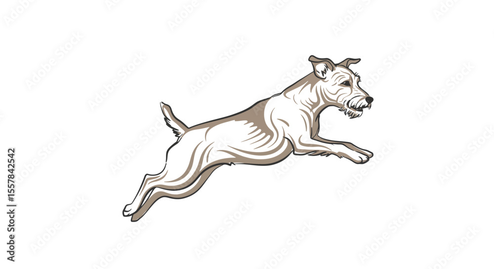 Obraz premium A joyful terrier leaps forward with boundless energy depicted in a dynamic and playful illustration style