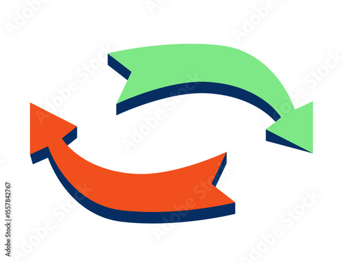 Double arrows pointing in opposite directions. Switch, swap, reverse movement symbol. Change and exchange, dual pointers