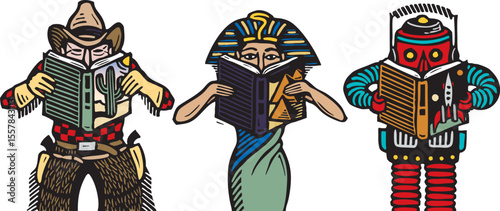 Diverse Characters Reading Genre Books