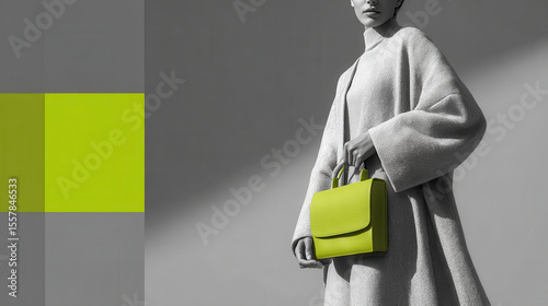 lobbyist with neutral expression holding stylish briefcase positioned on left side of frame