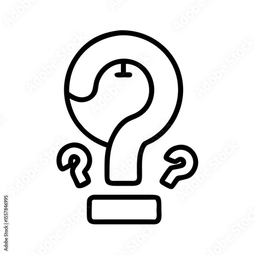 Question mark icon with line art design on white background  