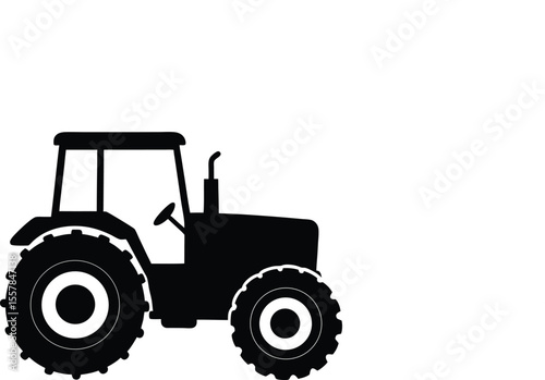 Tractor Silhouette,  Agricultural Farming Vehicle Vector Art.