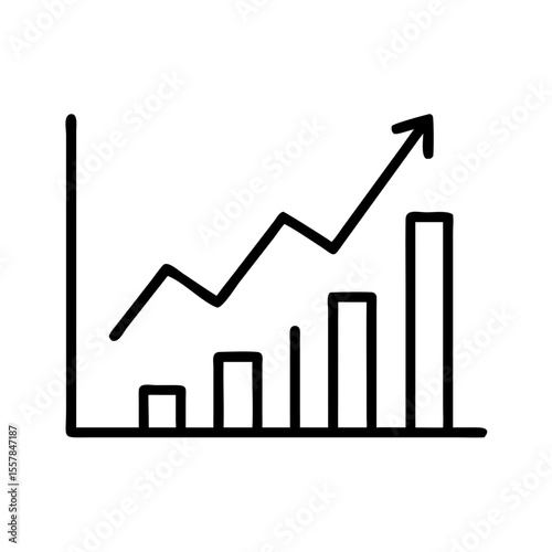 Line chart showing upward trend with increasing bar graph  