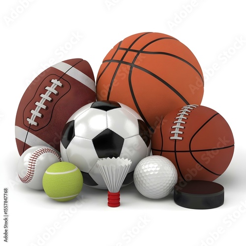 Diverse Sports Balls Collection Against White Background