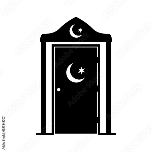 Prayer room entrance in international airport with symbolic design  