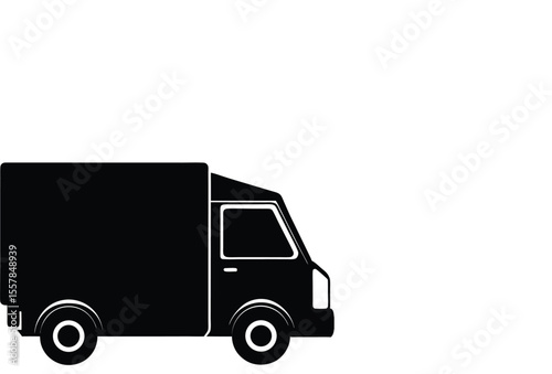 Delivery Truck Silhouette,  Cargo Transport Vehicle Vector Art.