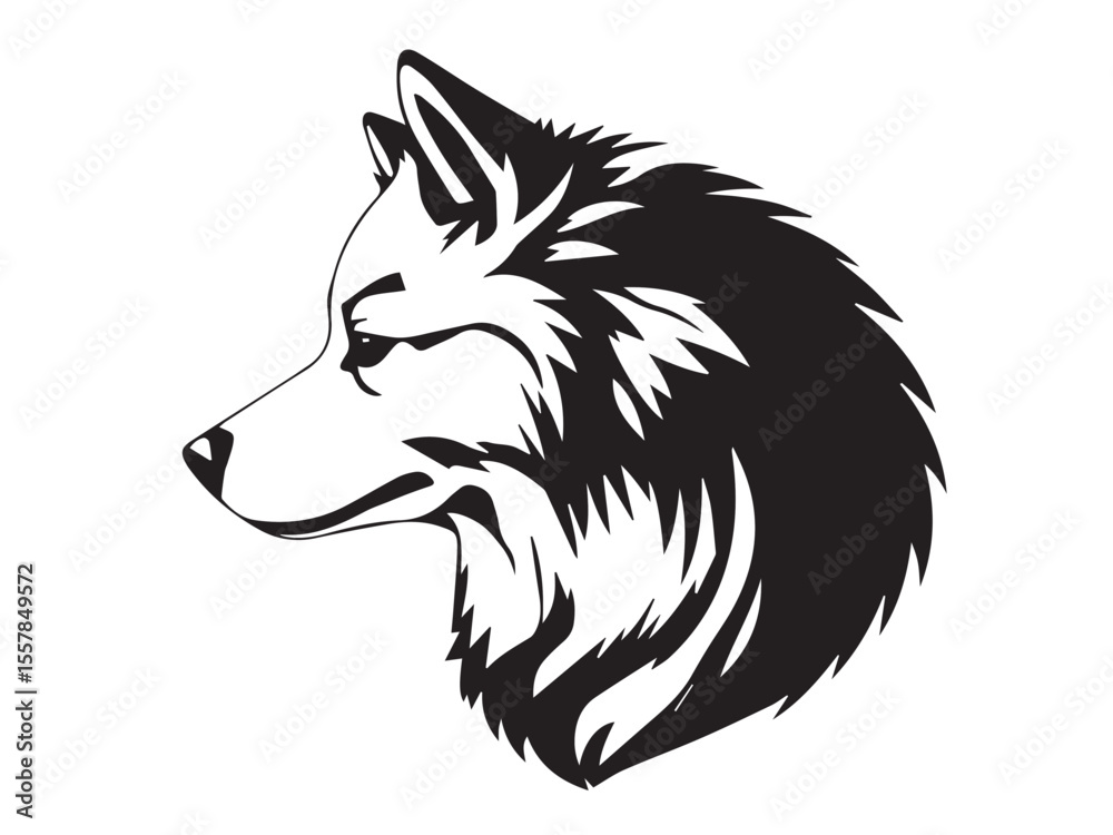 Fototapeta premium American Eskimo Dog silhouette on white background. Dog head icon. Dog logo design. Dog vector design.