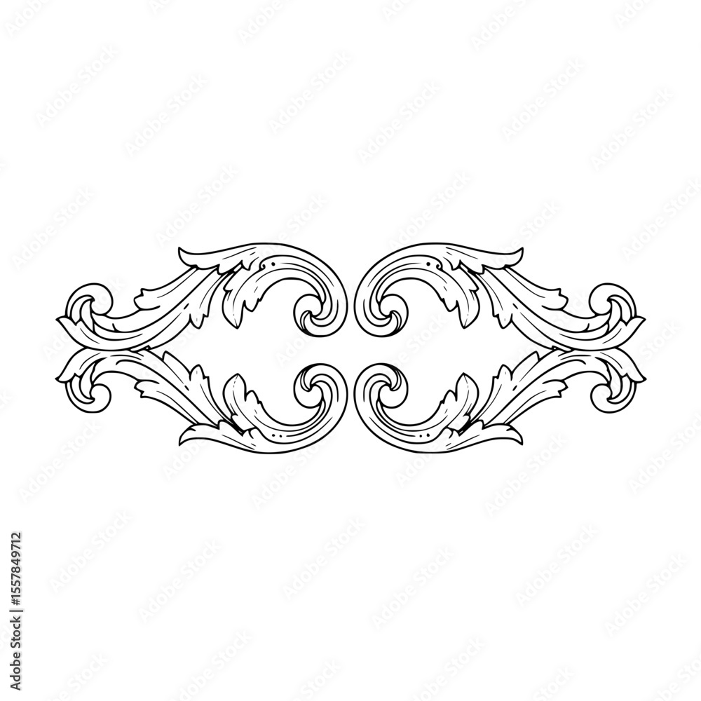 Fototapeta premium Ornate decorative vector illustration in minimalistic black and white design 