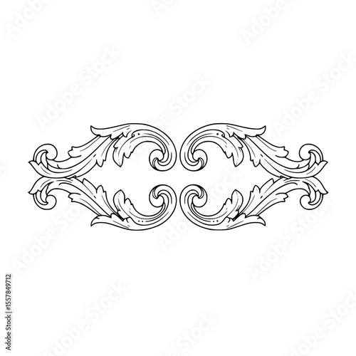 Ornate decorative vector illustration in minimalistic black and white design  