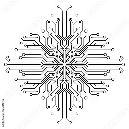 Circuit pattern in minimalist black and white design  
