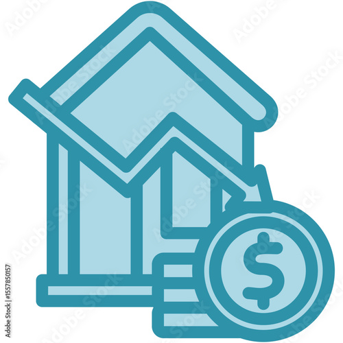 Asset Risk dual tone blue color, mini illustration icon. use for modern concept, print, UI, UX kit, web and app development. Vector related to risk management, business, finance.