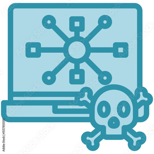 Network Threat dual tone blue color, mini illustration icon. use for modern concept, print, UI, UX kit, web and app development. Vector related to risk management, business, finance.