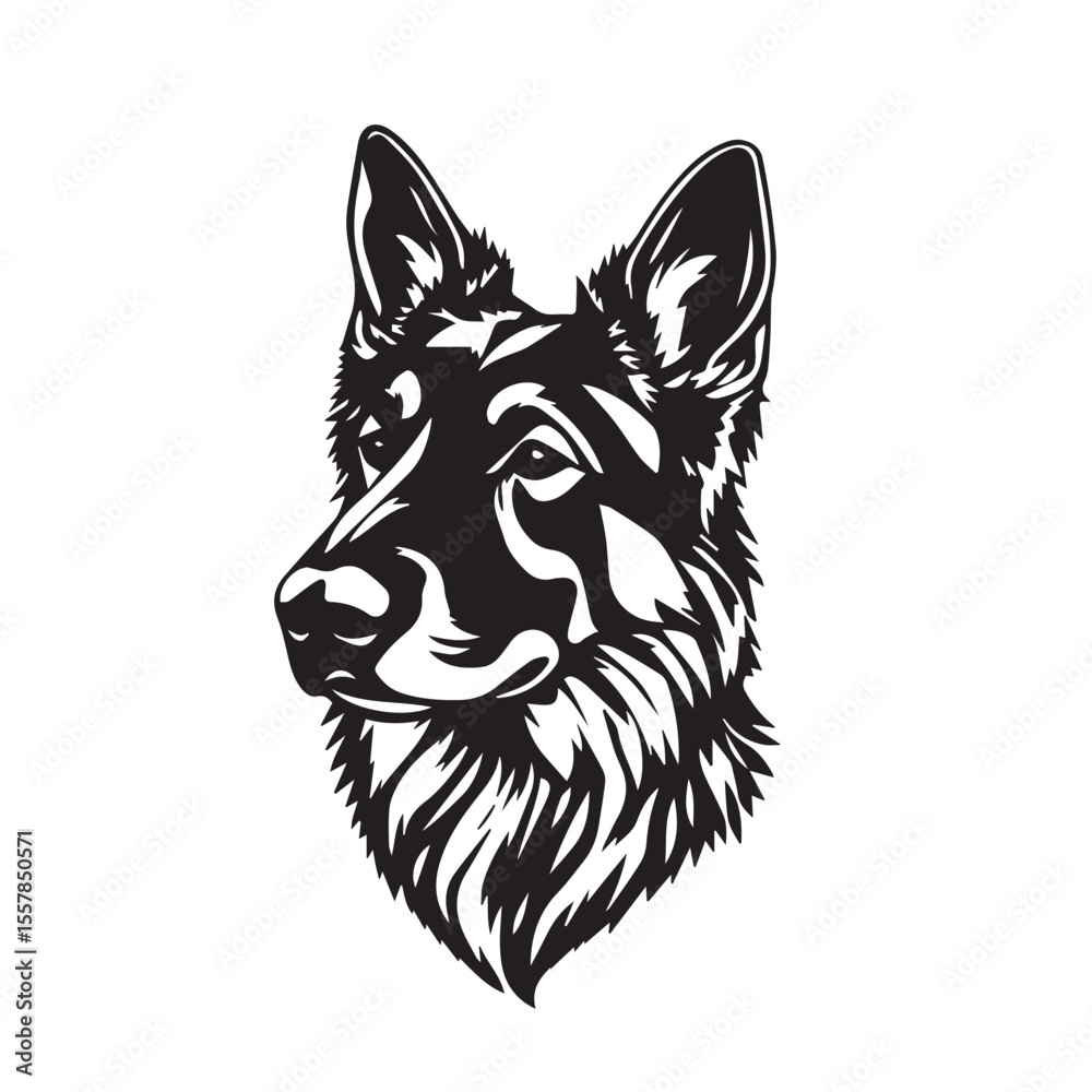 Fototapeta premium German Shepherd Dog silhouette on white background. Dog head icon. Dog logo design. Dog vector design.