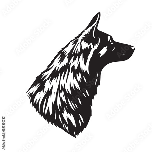 German Shepherd Dog silhouette on white background. Dog head icon. Dog logo design. Dog vector design.