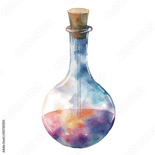 Graduated Buret, watercolor clipart vector, isolated on a white background.