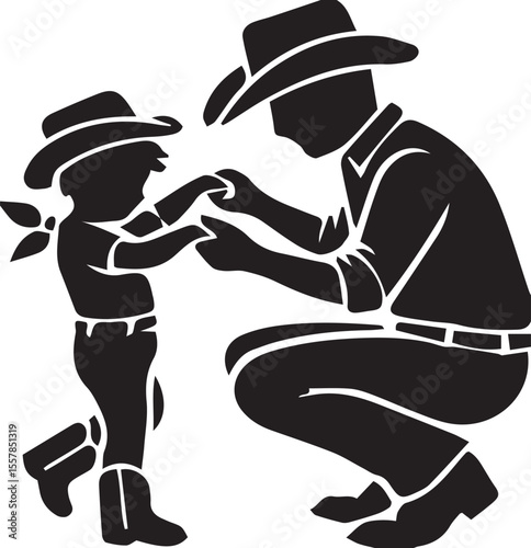 Cowboy Father and Son Silhouette