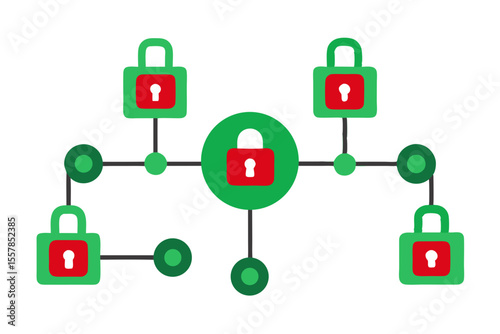 Data Network Lock Icon for Digital Security and Access Protection