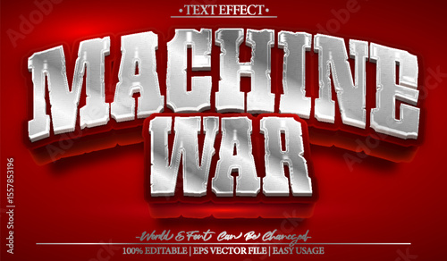 Machine War Vector Text Effect Editable Alphabet Iron Metal Machining Robotic
