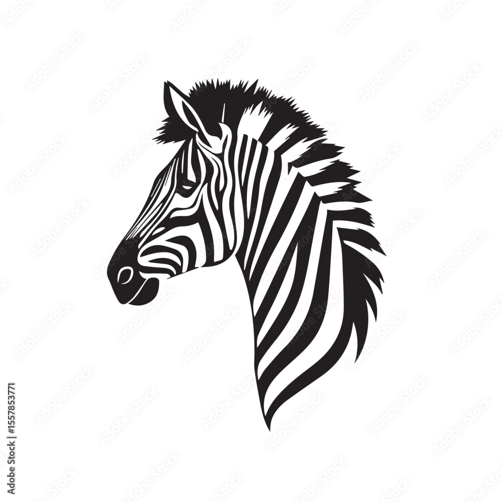 Fototapeta premium Zebra head silhouette on white background. Zebra head icon. Zebra head silhouette. Zebra icon. Stylized Zebra logo. 