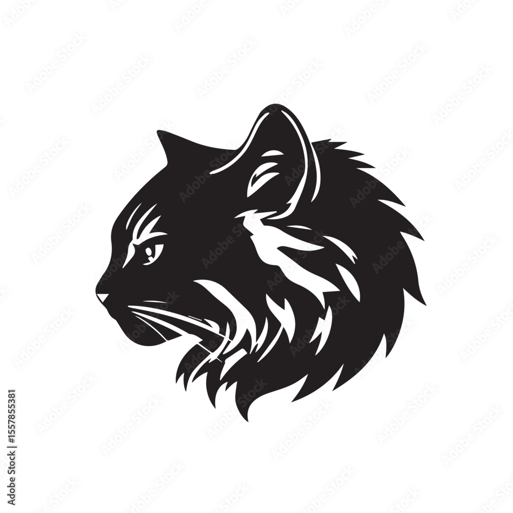 Obraz premium Cat head silhouette. Cat silhouette icon. Stylized Cat logo. Cat head icon.