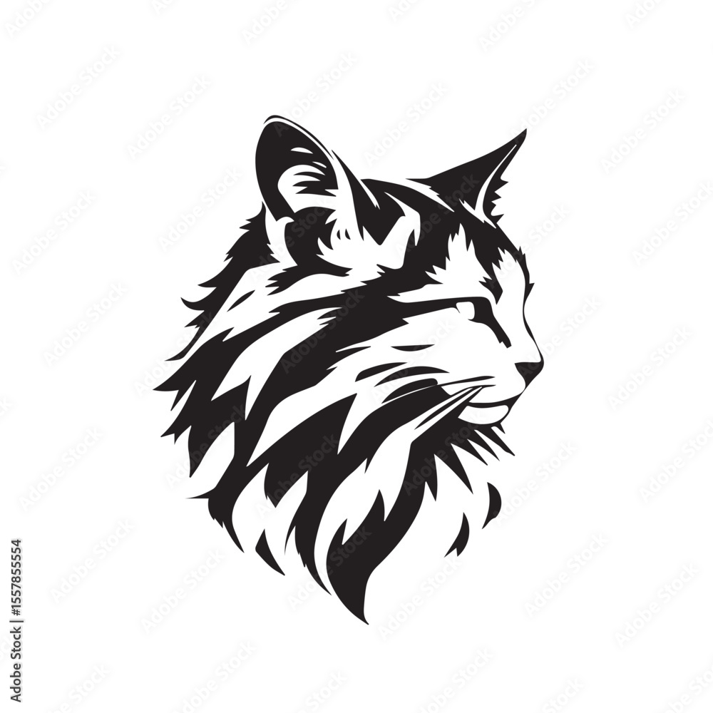 Fototapeta premium Cat head silhouette. Cat silhouette icon. Stylized Cat logo. Cat head icon.