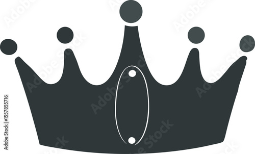 Stylized black crown with rays of light isolated on a white background